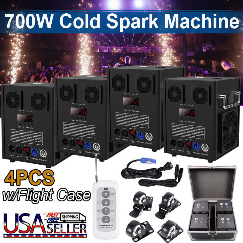 4PCS Large Cold Spark Machine 700W DMX Stage Firework Machine 6.6-9.8fts Wedding