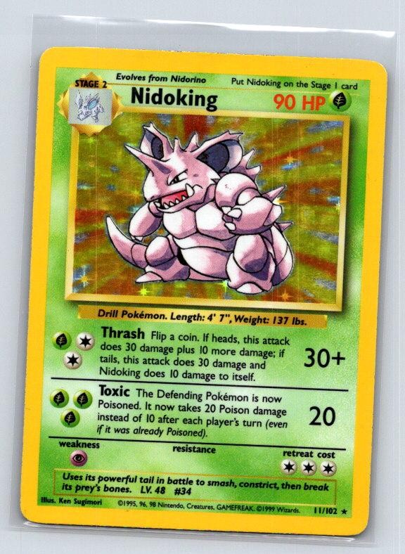 Nidoking 11/102 Holo Rare Base Set Unlimited Pokemon Damaged Nidoking 11/102 Holo Rare Base Set Unlimited Pokemon Damaged