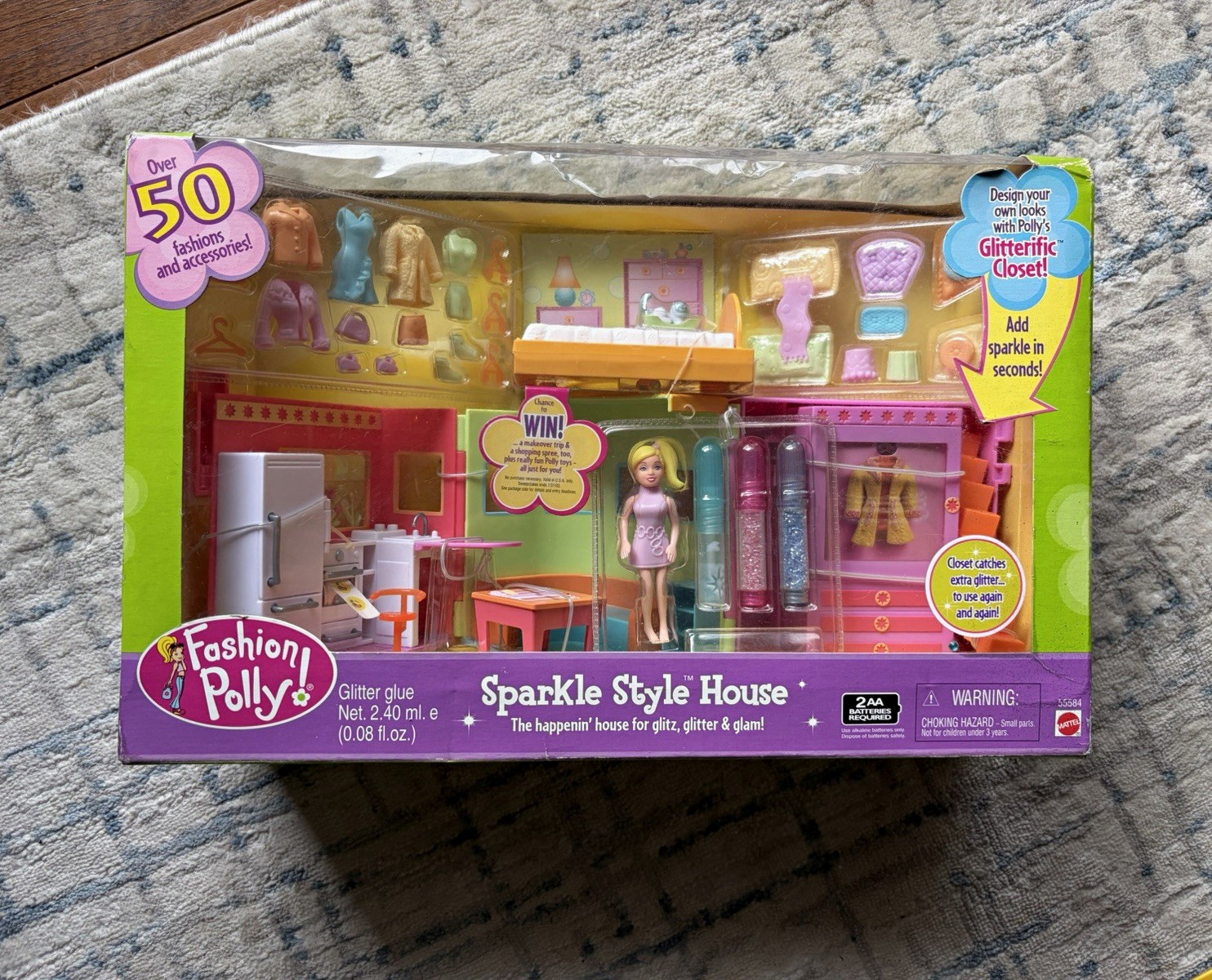 VINTAGE 2002 Mattel Polly Pocket Sparkle Style House Playset Doll Model #55584