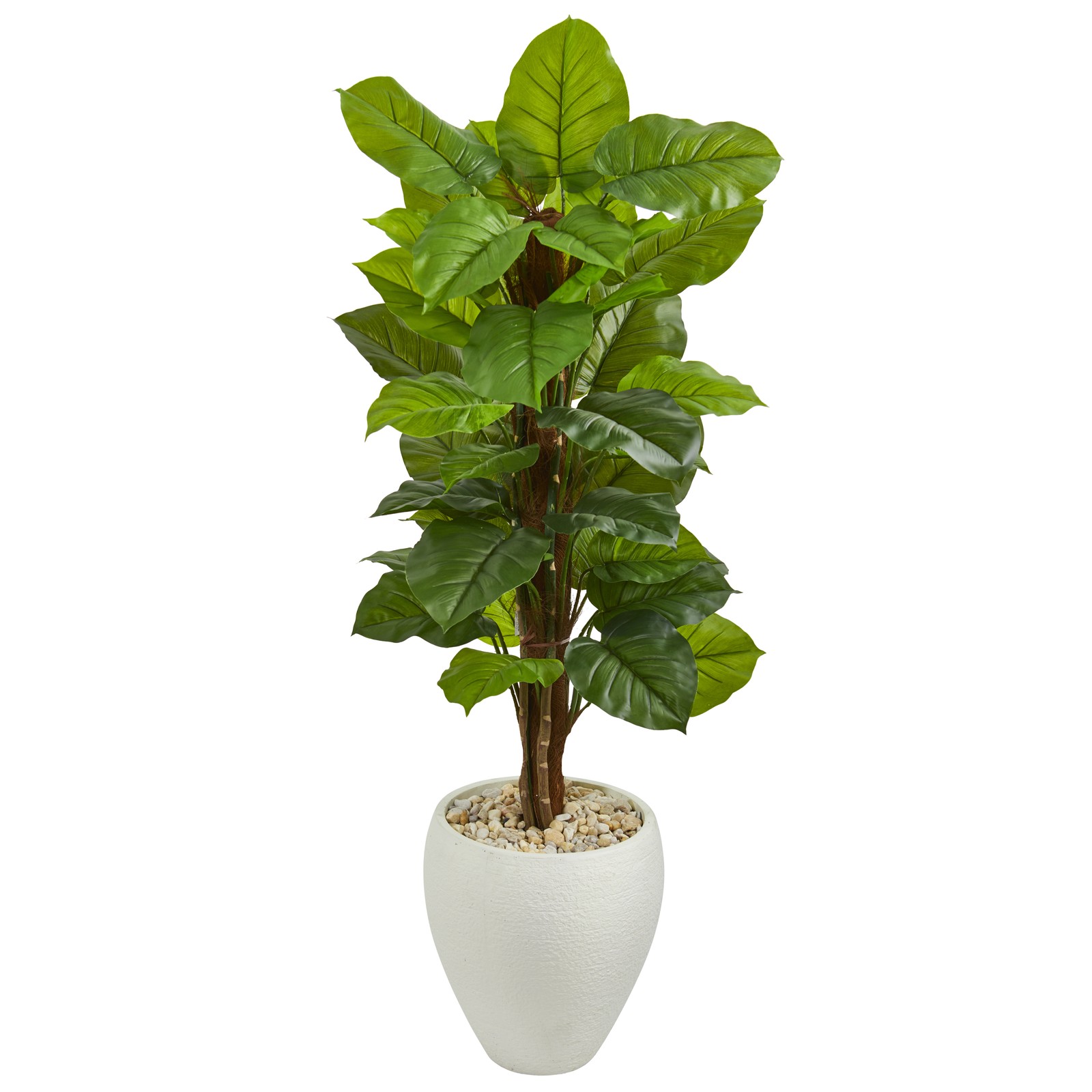 5-ft Large Leaf Philodendron Artificial Plant in White Oval Planter (Real Touch) 5-ft Large Leaf Philodendron Artificial Plant in White Oval Planter (Real Touch)