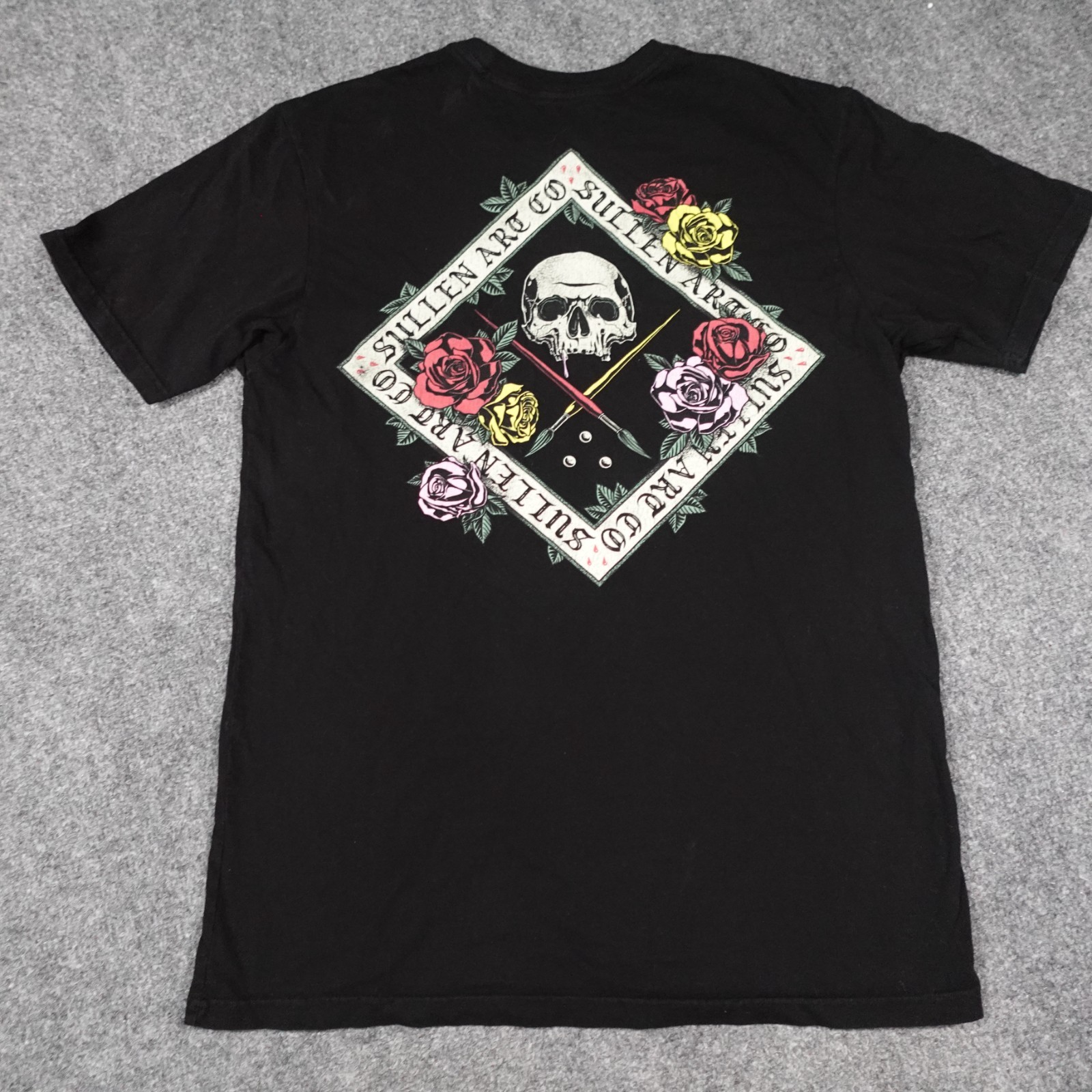 Sullen Art Collective Shirt Mens L Black Crew Neck Graphic Tee Skull Rose 1008 Sullen Art Collective Shirt Mens L Black Crew Neck Graphic Tee Skull Rose 1008