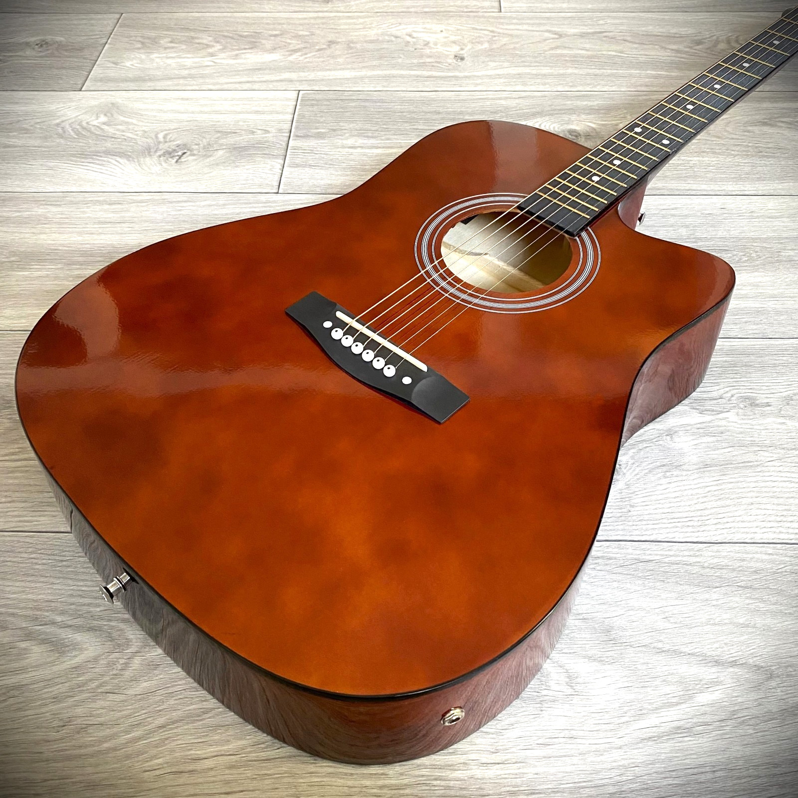 Full-Size 41-Inch Acoustic Electric Guitar & 15-watt Amp Starter Package, Brown