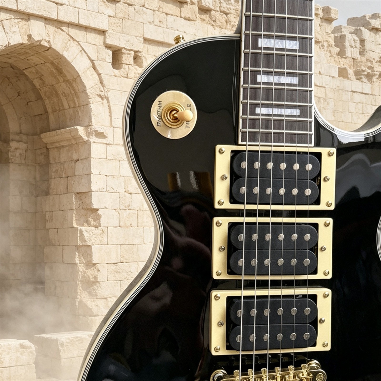 US Warehouse Custom Premium LP Black Frampton Phoenix Electric Guitar HHH Pickup