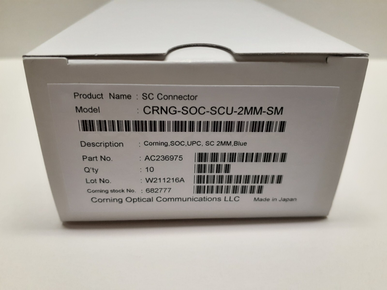 Corning SC 2mm splice on connectors one box (10) SOC-SCU-2MM-SM FuseLite fusion