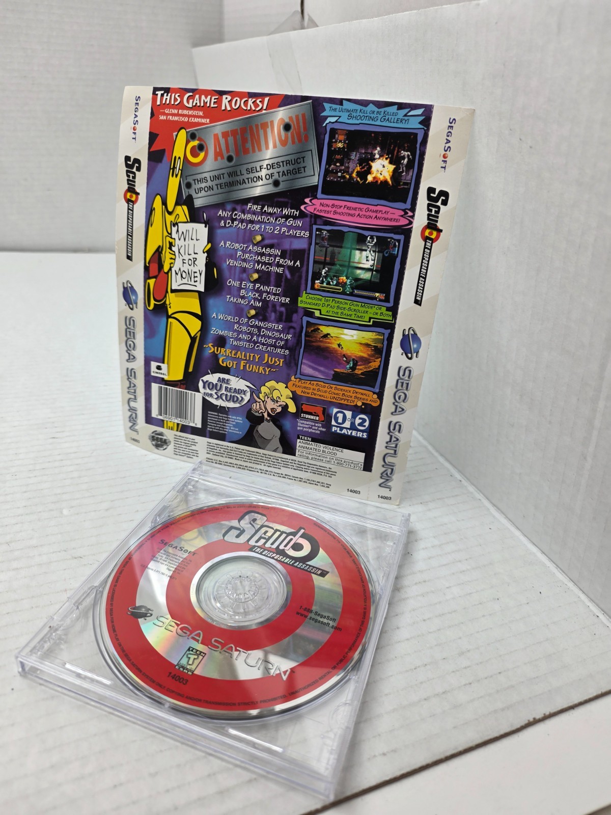 SCUD The Disposable Assassin W/Paper Insert Sega Saturn Works Great PAL & NTSC