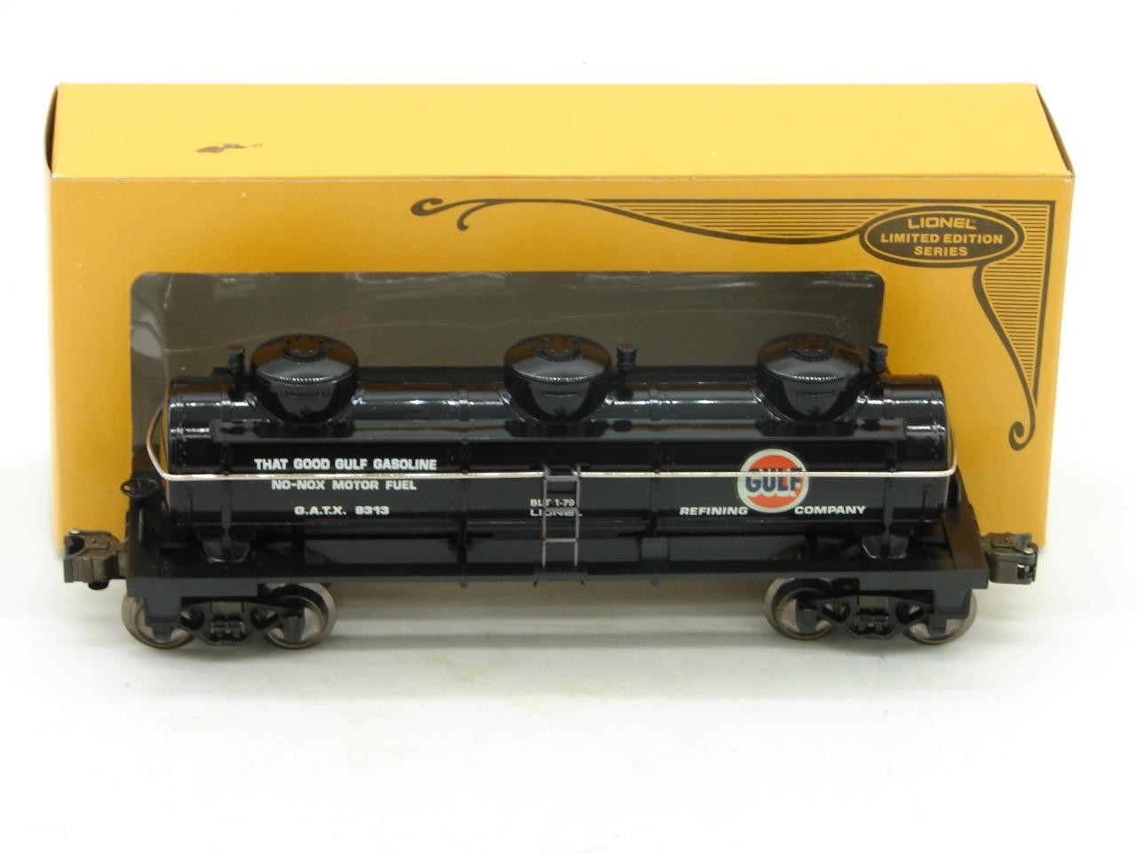 Lionel O Gauge 6-9313 Gulf Three Dome Tank Car Black New See Description