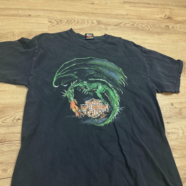 Vintage Y2K Harley-Davidson Dragon T-Shirt Large FRIEZE IL Biker Black Vintage Y2K Harley-Davidson Dragon T-Shirt Large FRIEZE IL Biker Black