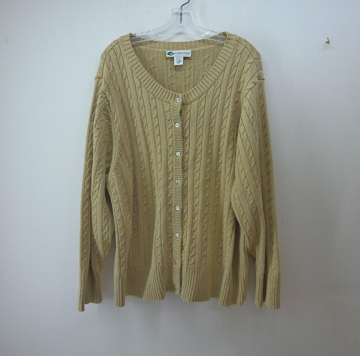 Vintage Girl Scouts XXL Cable Knit Cardigan Beige Sweater 2XL Scouting GSA Vintage Girl Scouts XXL Cable Knit Cardigan Beige Sweater 2XL Scouting GSA