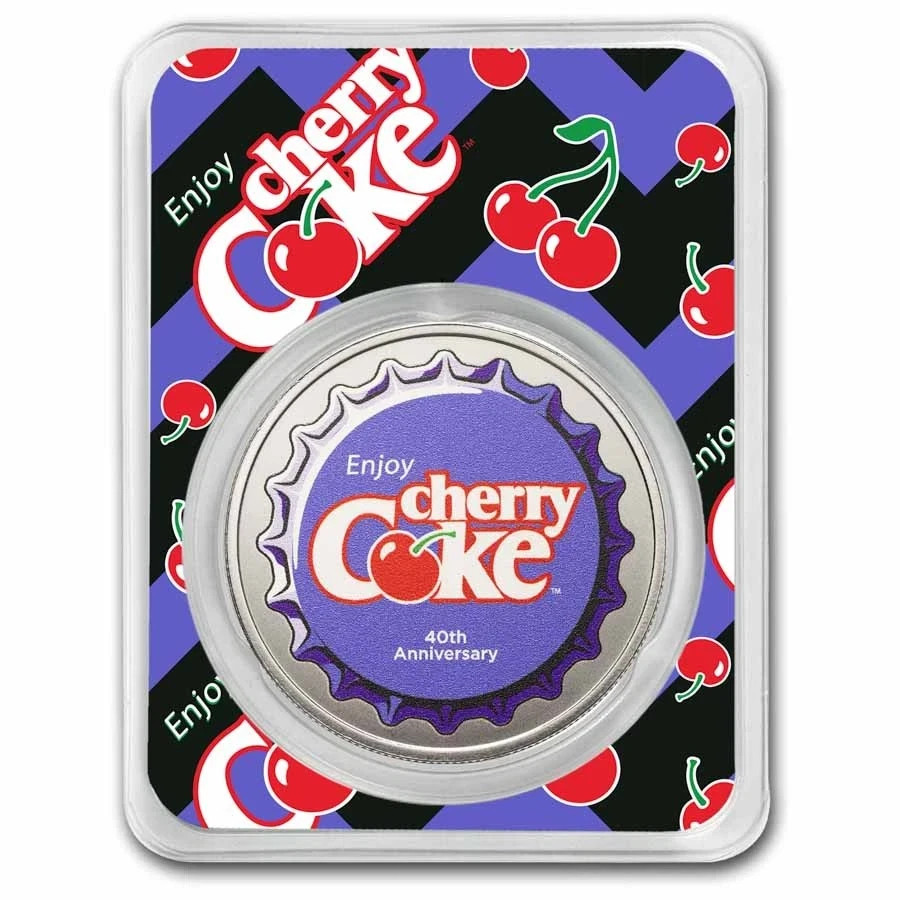 Coca-Cola® 1 oz Silver Colorized Round Cherry Coke® (in TEP) Coca-Cola® 1 oz Silver Colorized Round Cherry Coke® (in TEP)