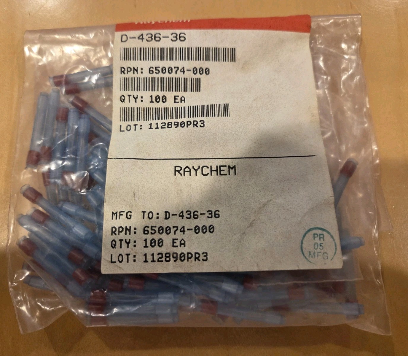 LOT OF 100 - PN# D-436-36 - RAYCHEM - SOLDER SLEEVE