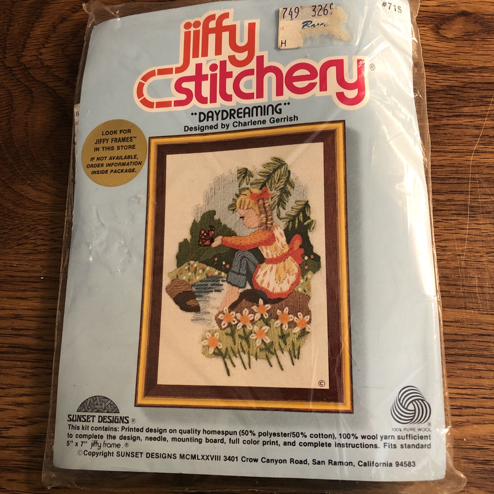 NEW NOS NIP Vintage Jiffy Stitchery Kit Daydreaming 1978 #715 Charlene Gerrish NEW NOS NIP Vintage Jiffy Stitchery Kit Daydreaming 1978 #715 Charlene Gerrish