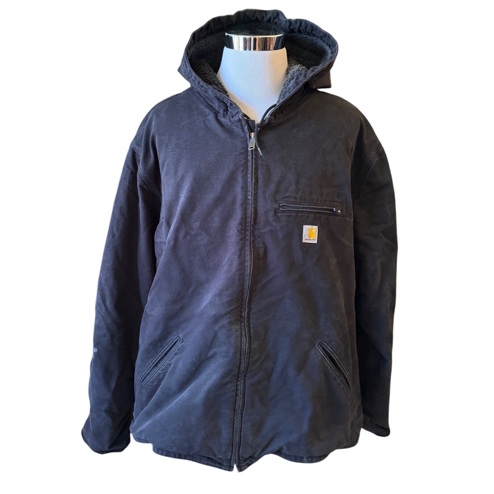 Carhartt Sierra Jacket Mens 3XL Tall Black Sherpa Lined Hooded Duck 104392