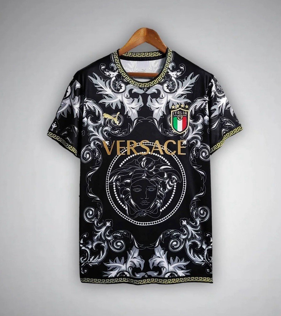 Italy Versace Black special Football Shirt 2025/2026 Italy Versace Black special Football Shirt 2025/2026