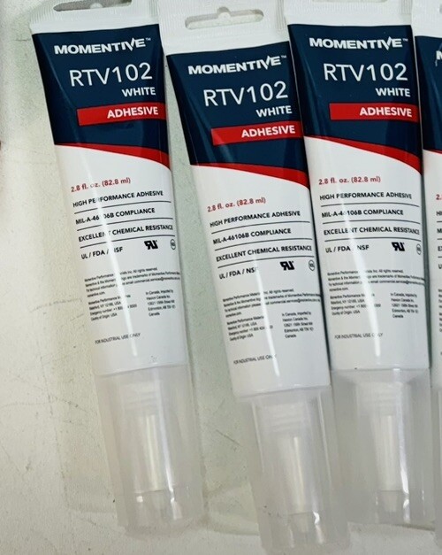 3 Tubes (2.8 oz ea) RTV102 GE Momentive Silicone White High Performance Adhesive 3 Tubes (2.8 oz ea) RTV102 GE Momentive Silicone White High Performance Adhesive