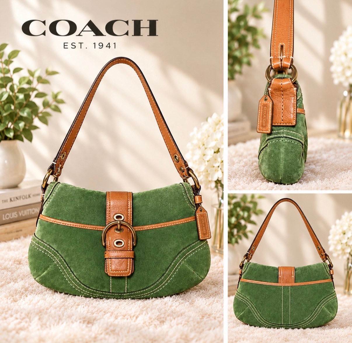 Vintage Green and Brown Coach Purse Vintage Green and Brown Coach Purse