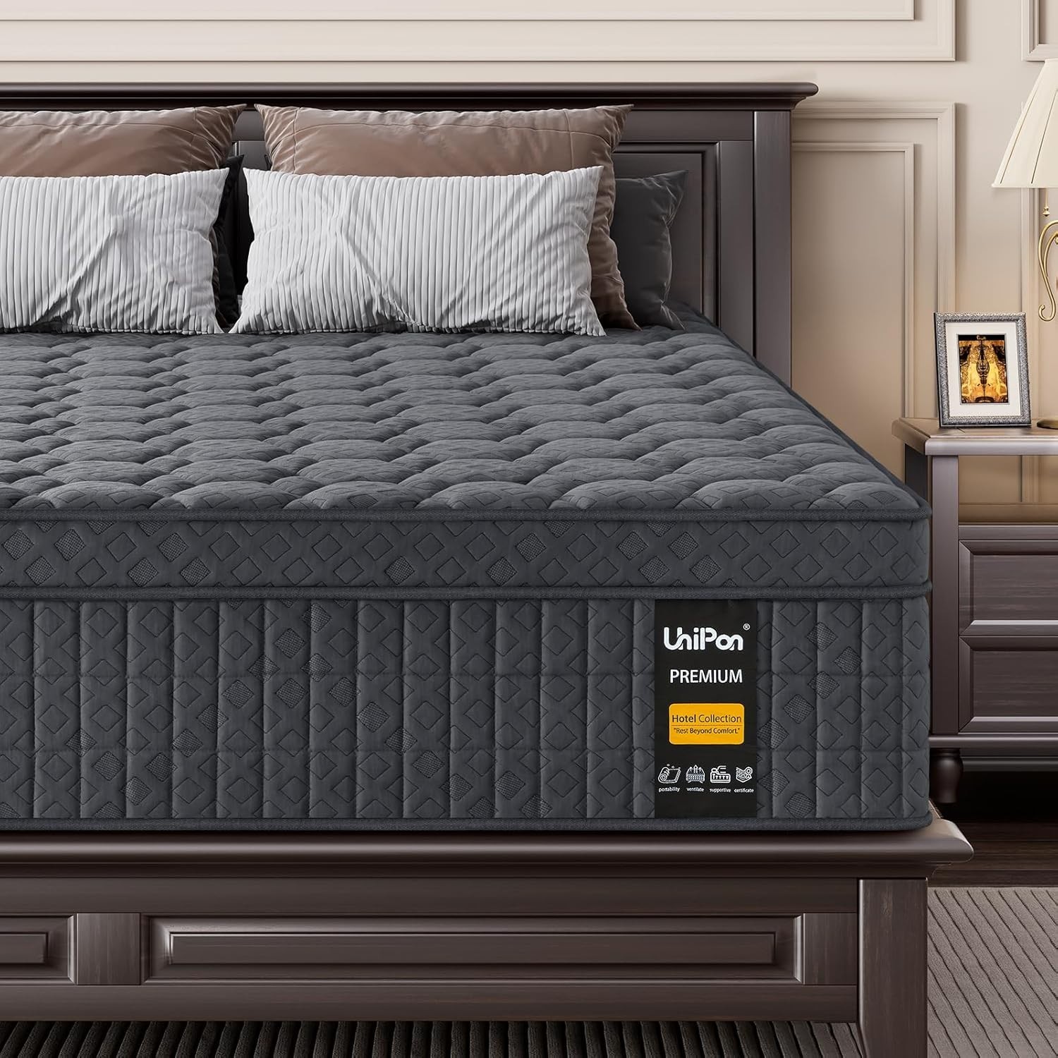 Firm Queen Size 14 Inch Hybrid Mattress in a Box Fiberglass Free Lumbar Support Firm Queen Size 14 Inch Hybrid Mattress in a Box Fiberglass Free Lumbar Support