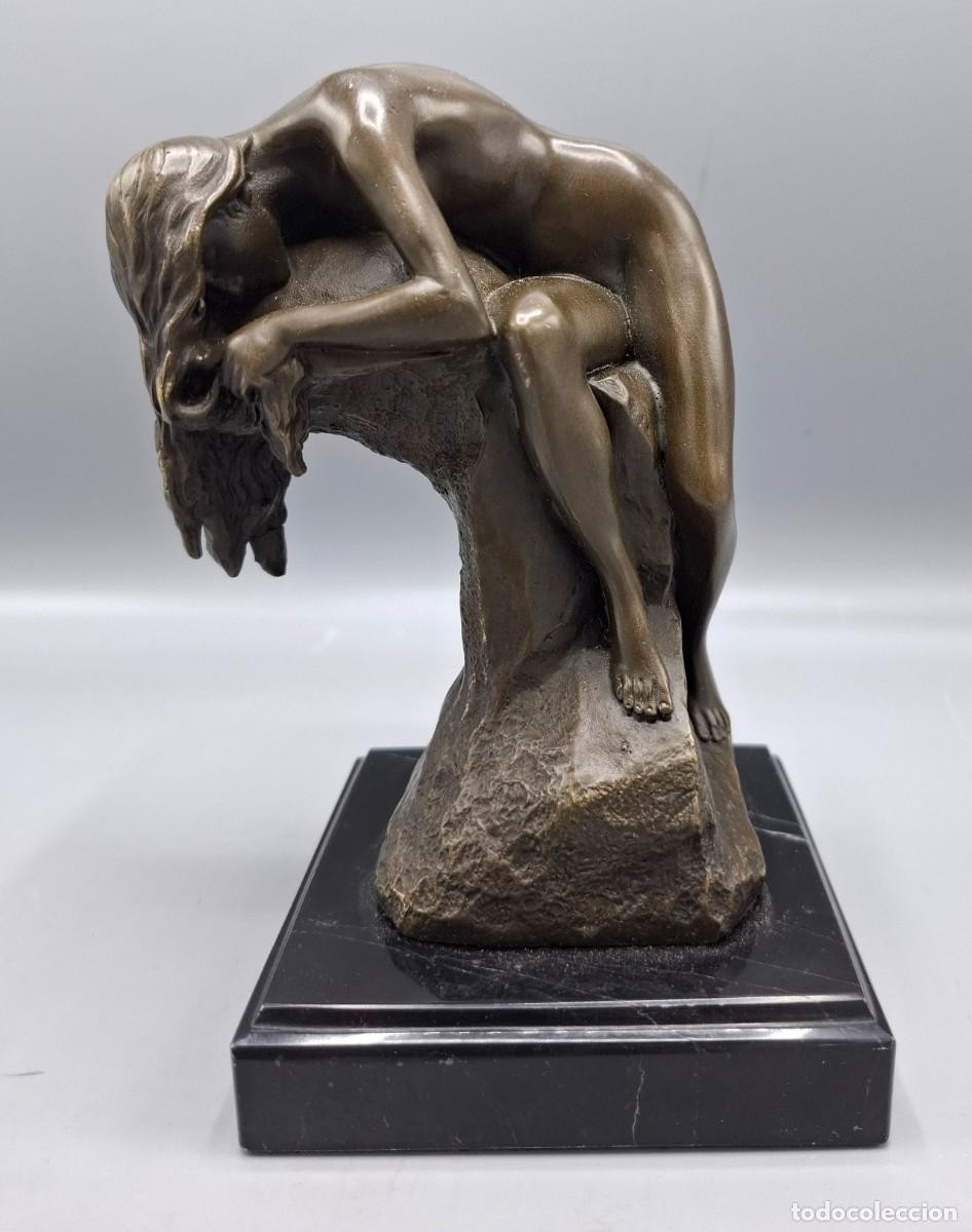 Bronze Woman Statue Lying Sculpture On Stone Female Art Deco Marble Lady Home Gi