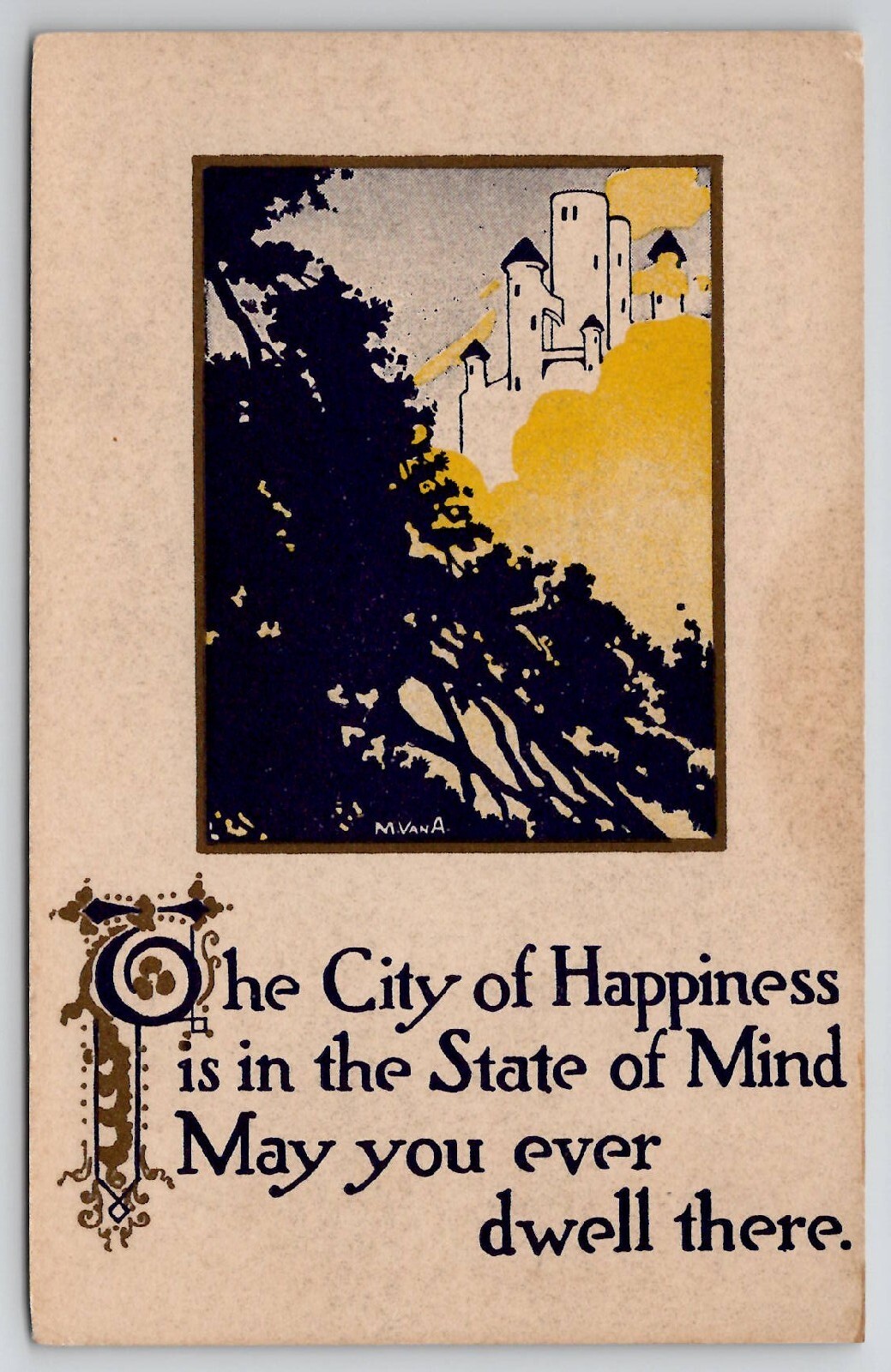 Pink Of Perfection City Of Happiness Is The State Of The Mind VanA Postcard L23