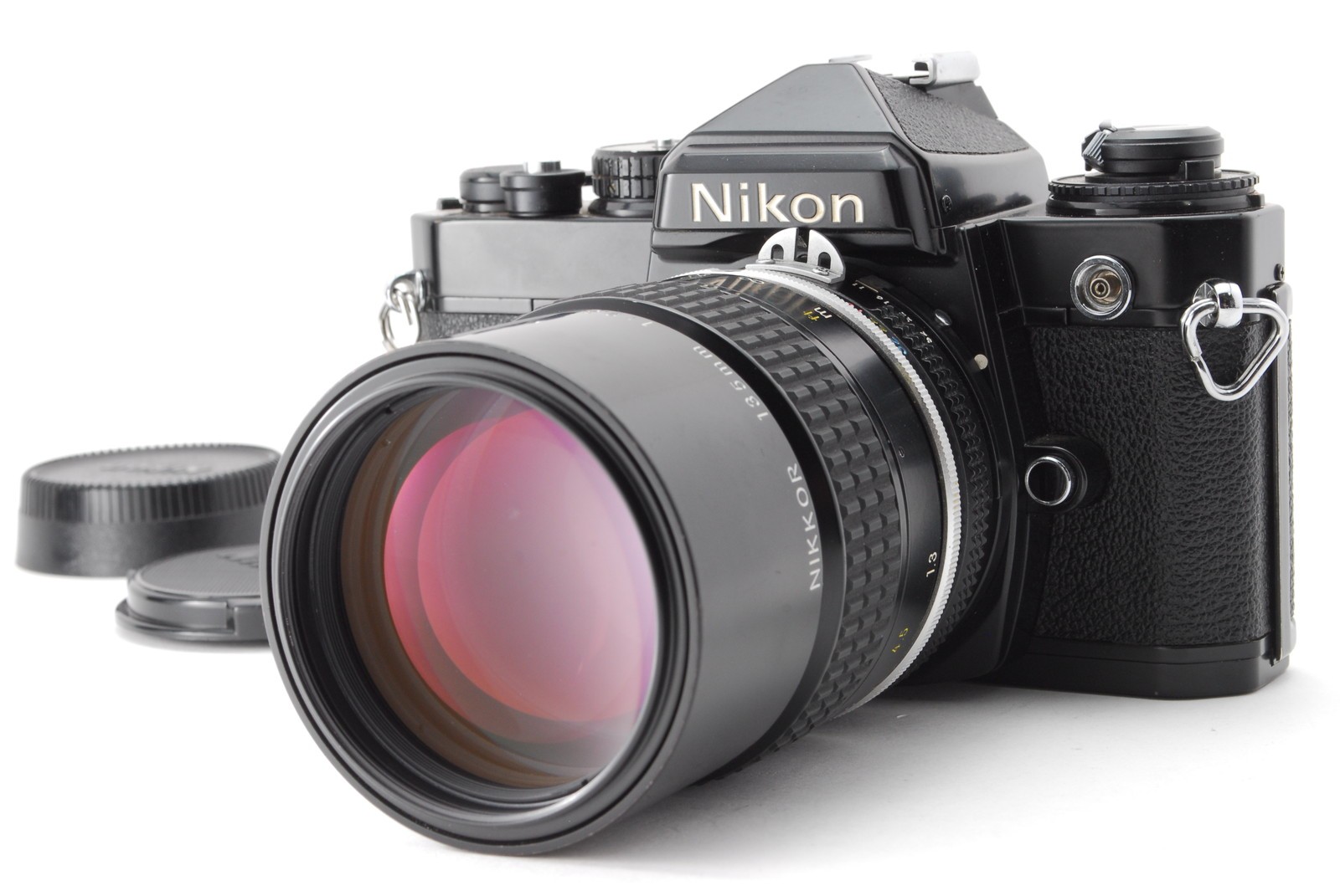 Nikon FE Black 35mm SLR Film Camera Ai 135mm f2.8 Lens [Near MINT] From JAPAN