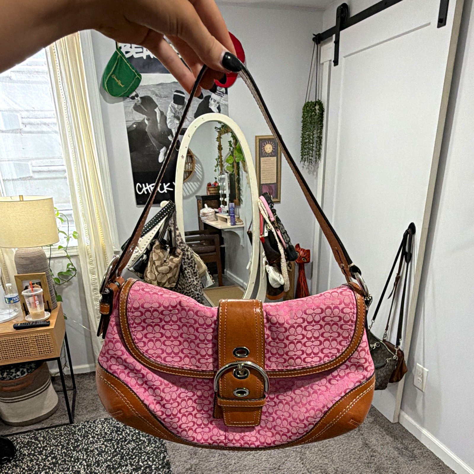 Coach Vintage Pink Soho y2k Signature C Canvas Shoulder Bag