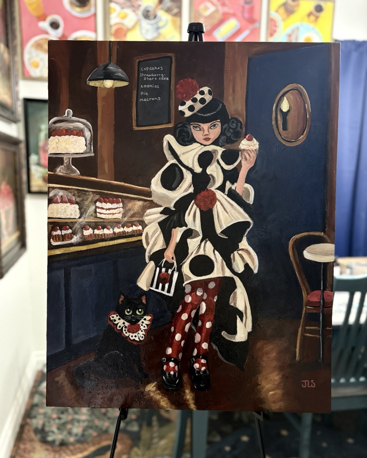Delilah & Jasper Girl & Cat Fine Art Painting Hand Painted Signed 22 X 28