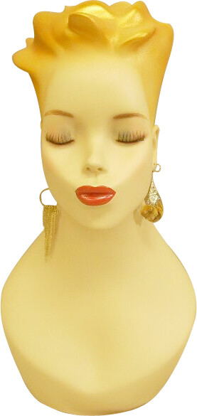 Artistic Vintage Fiberglass Adult Female Mannequin Head with Detailed Face Artistic Vintage Fiberglass Adult Female Mannequin Head with Detailed Face