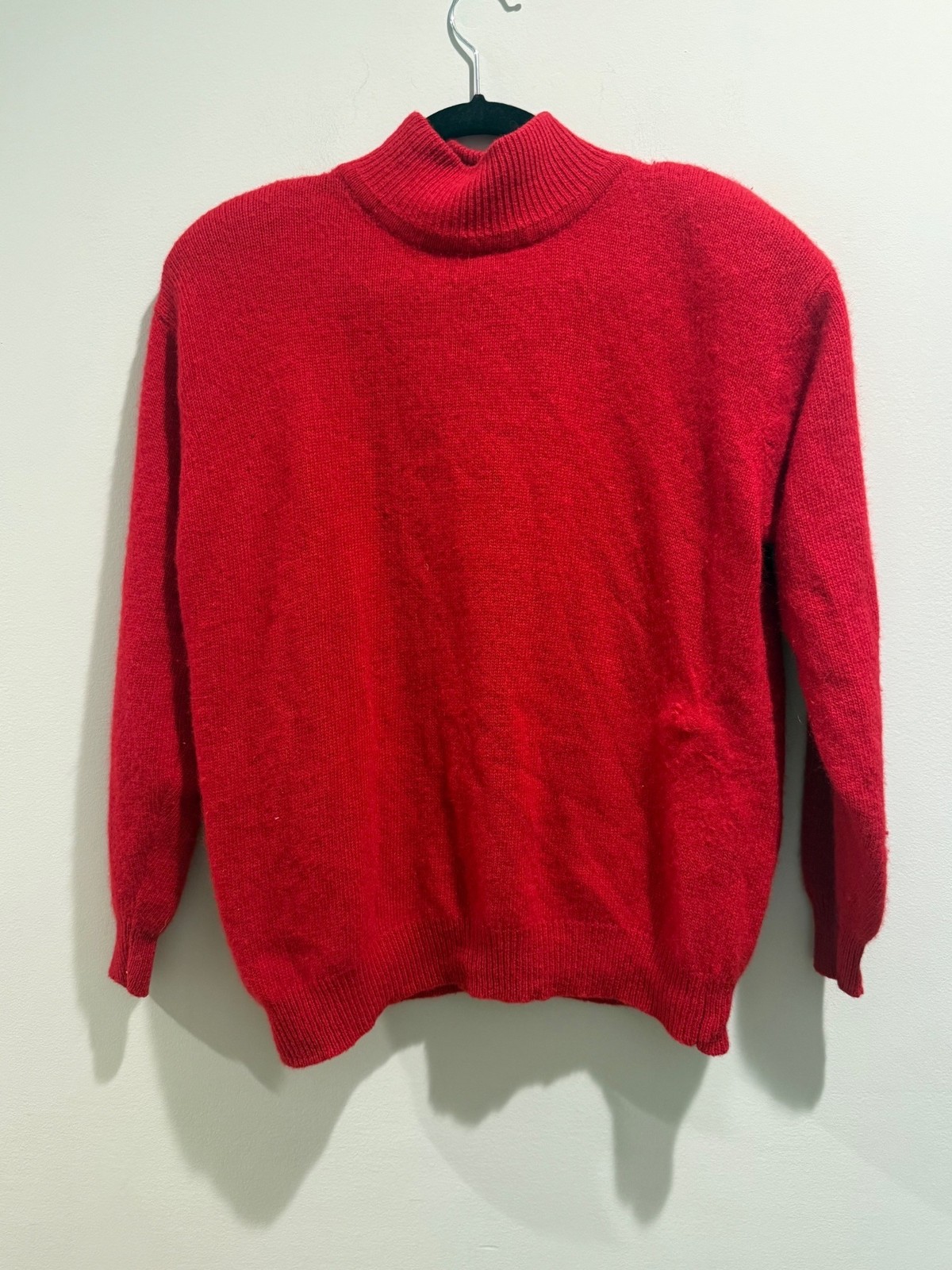 Vtg 80s 90s Milano Design Group Women\'s Red Lambswool Angora Mock Neck Sweater M