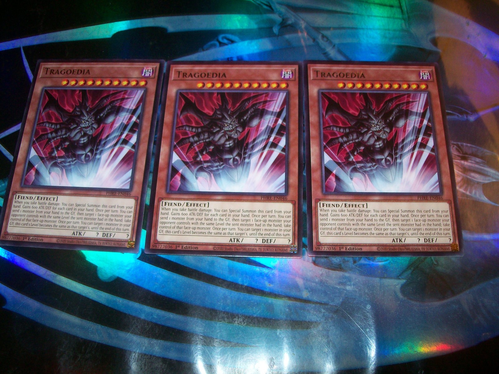 3x Tragoedia 1st Edition Rare PHRE-EN046 Yu-Gi-Oh 3x Tragoedia 1st Edition Rare PHRE-EN046 Yu-Gi-Oh