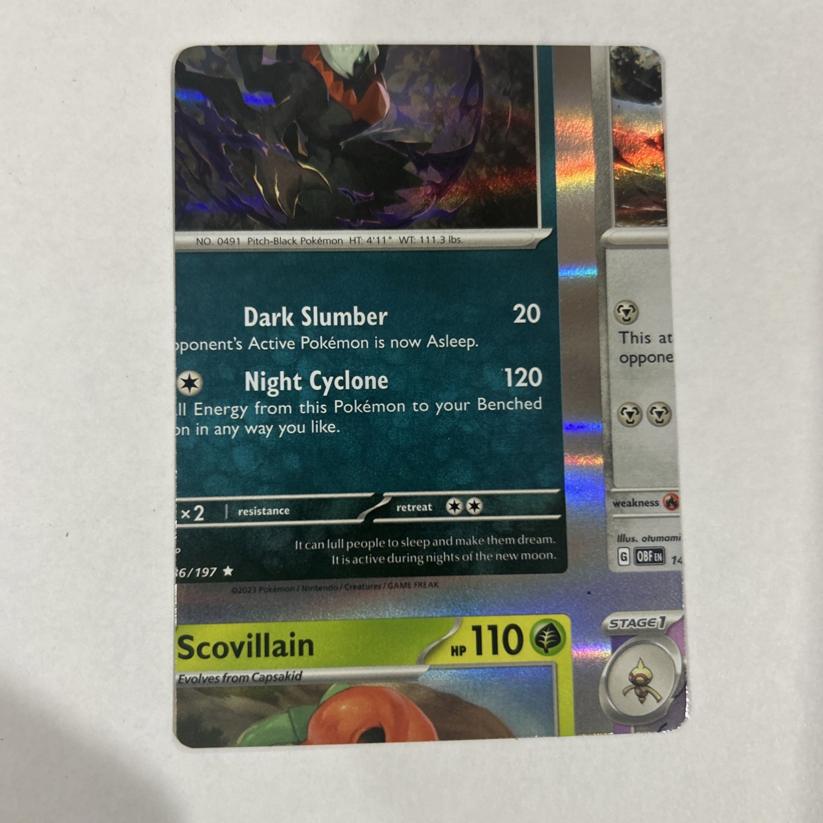 Pokemon Error Darkrai Holo Obsidian Flames Set NFC (non Factory Cut) - K270 Pokemon Error Darkrai Holo Obsidian Flames Set NFC (non Factory Cut) - K270