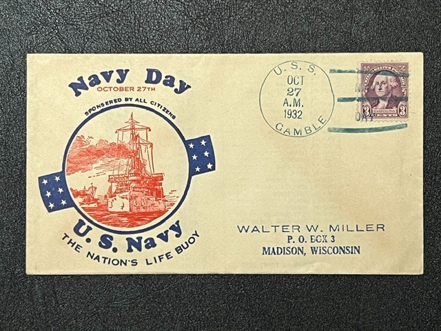 USS Gamble (DM-15) 1932 Naval Cover - Navy Day LE213