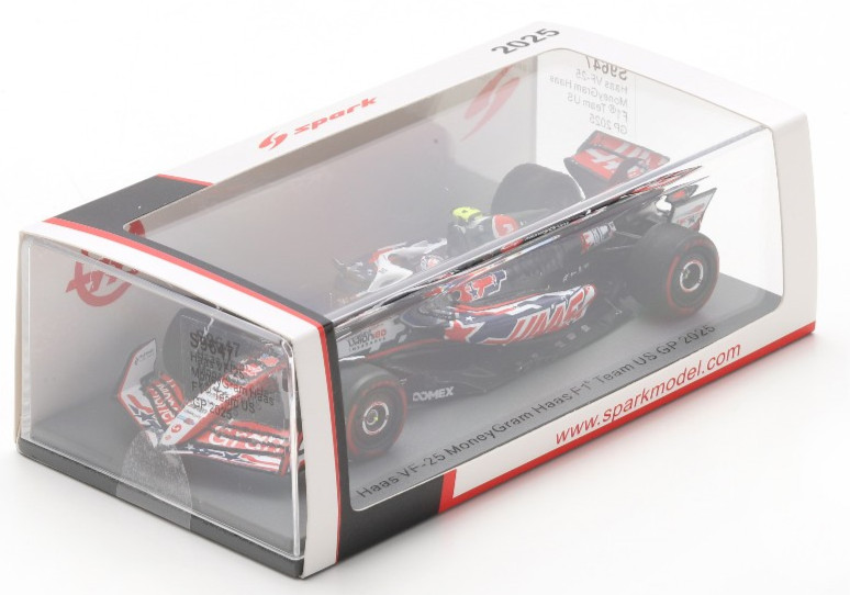 Spark Haas - Oliver Bearman - 2025 US GP 1:43 Scale Diecast F1 Car S9647 Spark Haas - Oliver Bearman - 2025 US GP 1:43 Scale Diecast F1 Car S9647