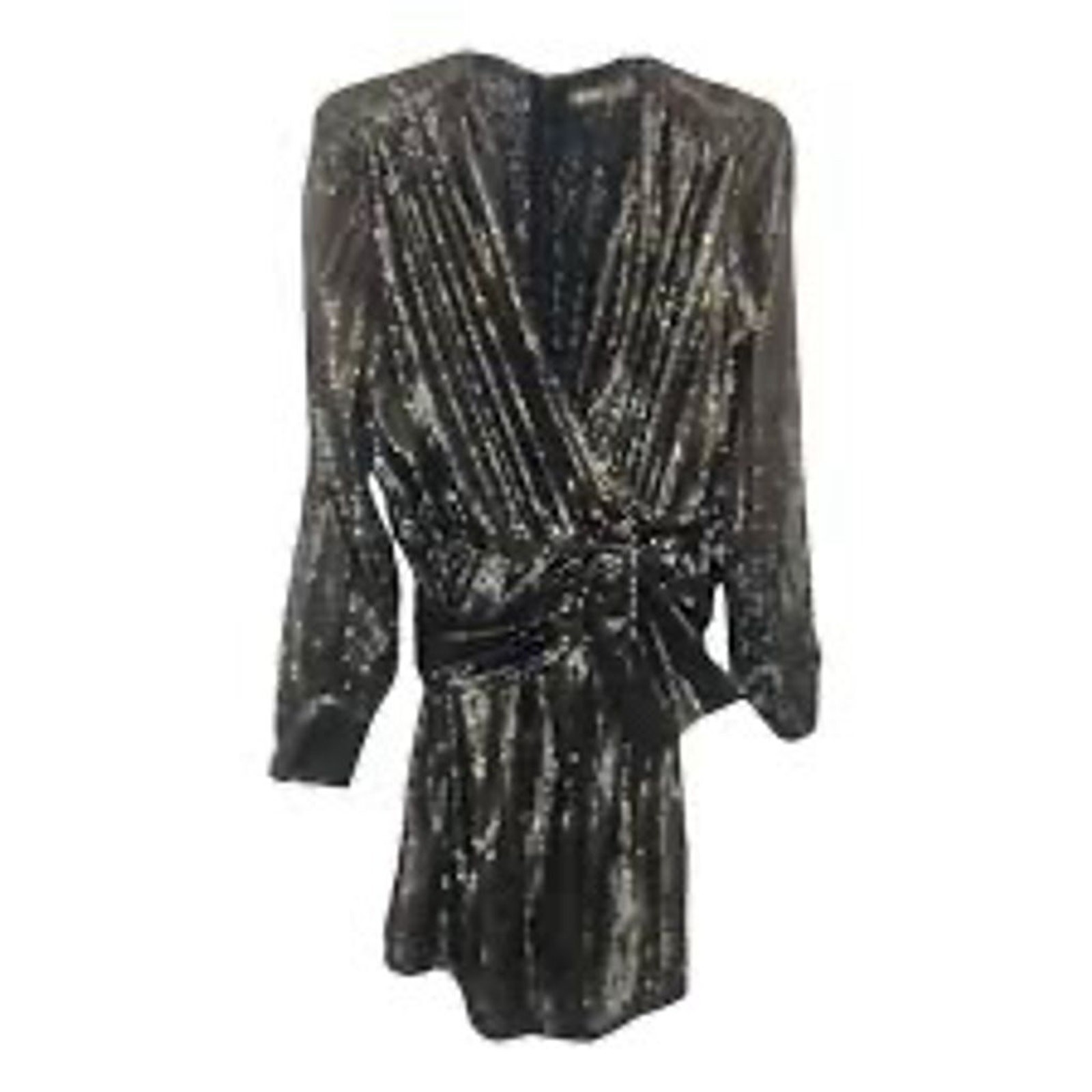 Simona Corsellini NWT Gold Striped Silk Knee Length Dress Size EU 44/US 8 Simona Corsellini NWT Gold Striped Silk Knee Length Dress Size EU 44/US 8