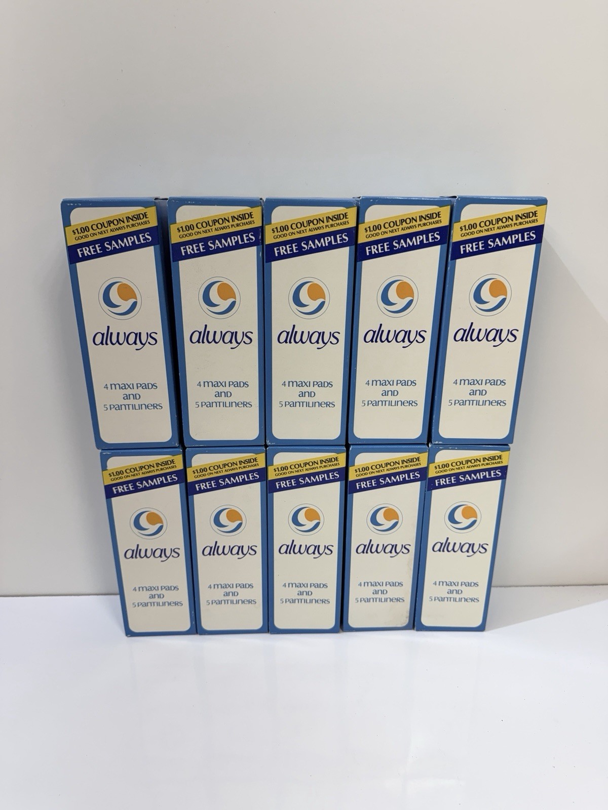 10 Boxes Vintage New Always MAXI Pads & Liners 1982 40 Pads 50 Liners