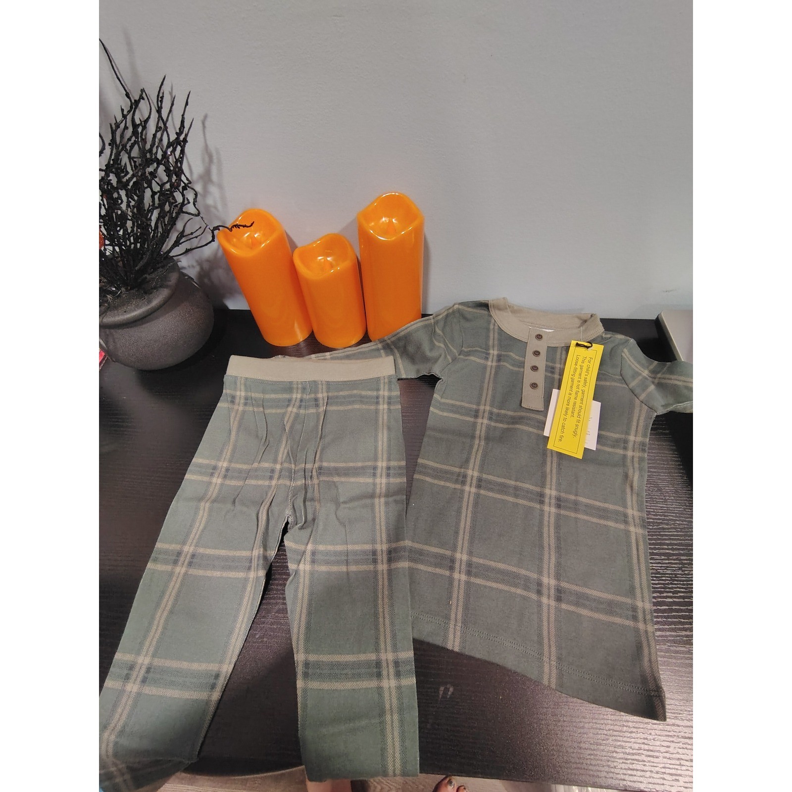 New Kids Sage Green Plaid Henley Pajama Set 2 Piece Sleepwear Snug Fit NWT New Kids Sage Green Plaid Henley Pajama Set 2 Piece Sleepwear Snug Fit NWT