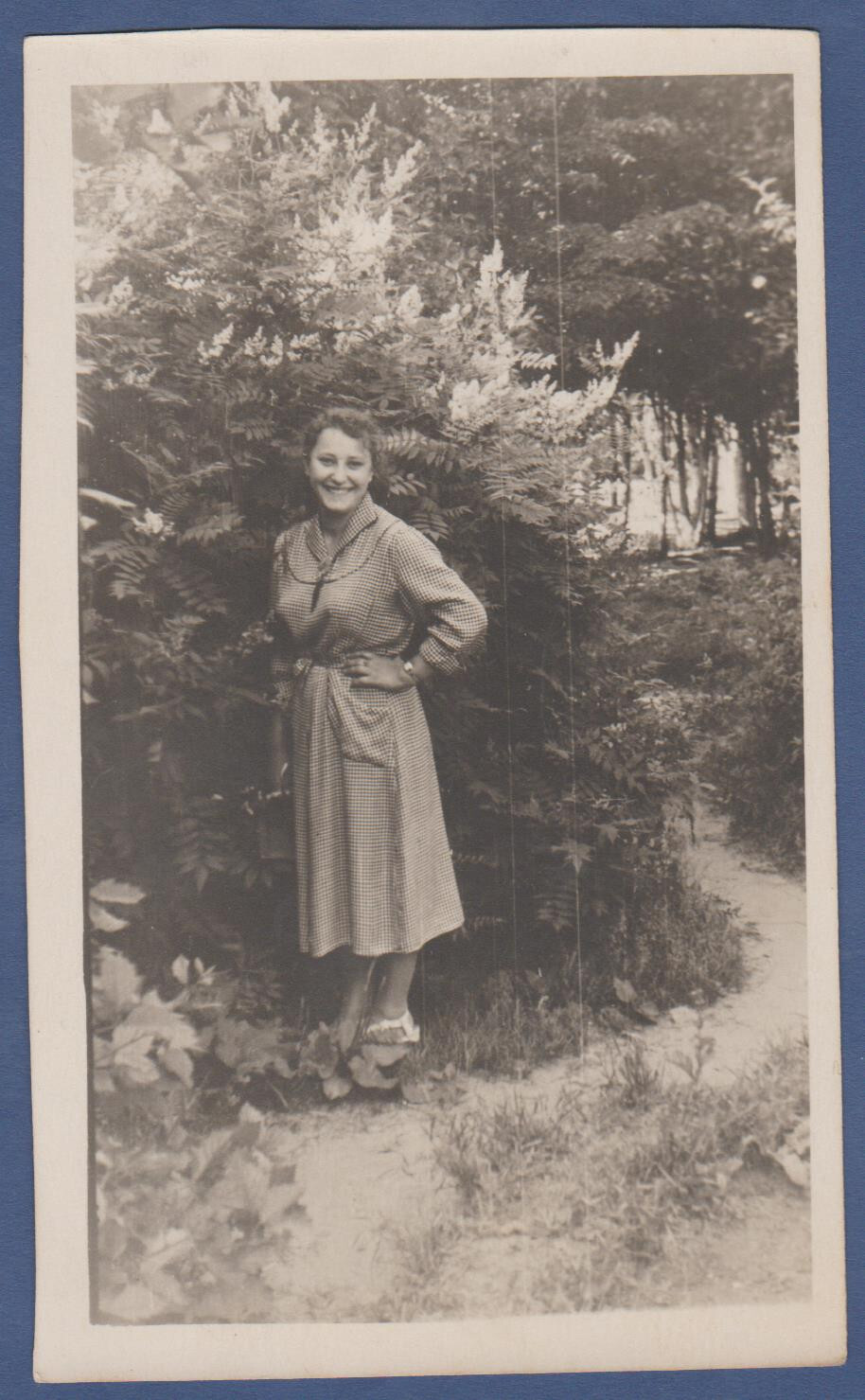 Beautiful young girl smiling near a tree Soviet Vintage Photo USSR