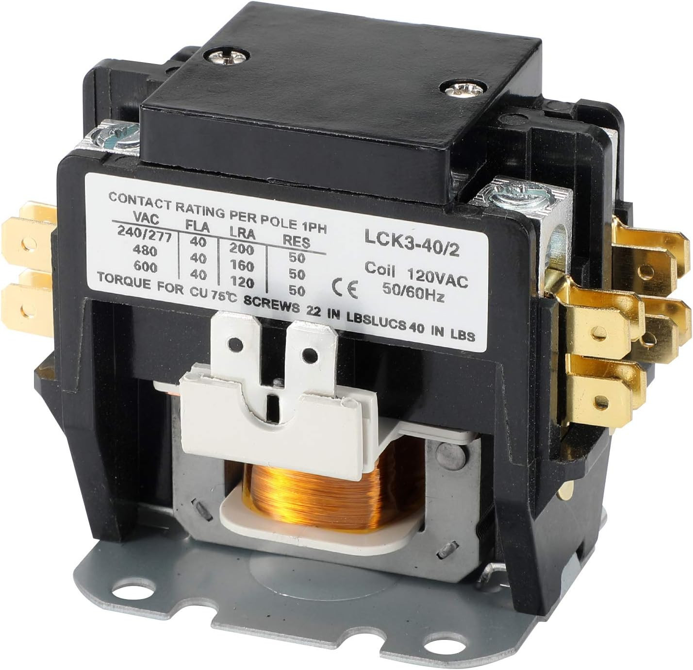 120V Coil 2 Pole Fla 40 Amp Definite Purpose Ac Contactor 120V Coil 2 Pole Fla 40 Amp Definite Purpose Ac Contactor