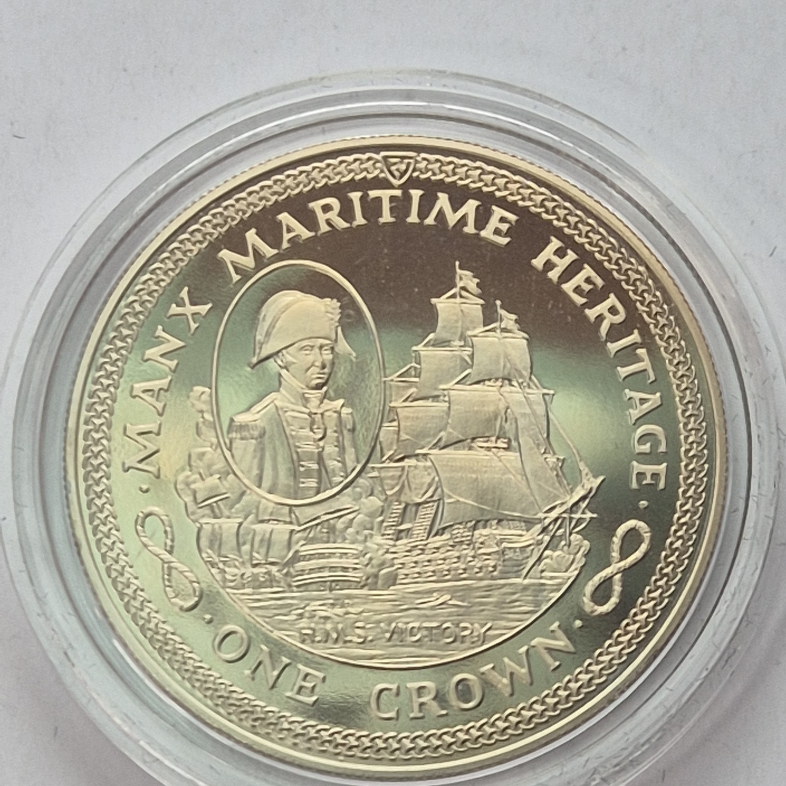 POBJOY ISLE OF MAN 1982 HMS VICTORY DIAMOND FINISH PROOF CROWN COA IN CASE LIMIT POBJOY ISLE OF MAN 1982 HMS VICTORY DIAMOND FINISH PROOF CROWN COA IN CASE LIMIT
