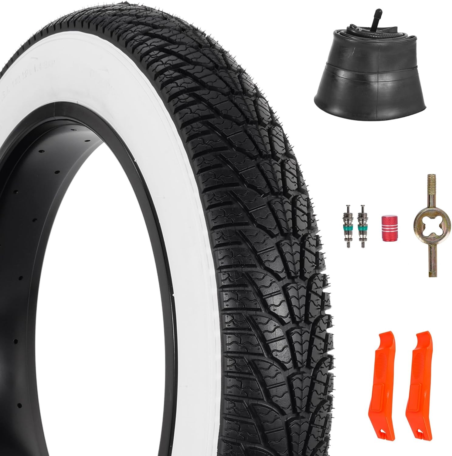 2-Pack 20x4.0 Fat Bike Tire, 20 Inch Mountain Bike Tires & Tubes Set, Black 2-Pack 20x4.0 Fat Bike Tire, 20 Inch Mountain Bike Tires & Tubes Set, Black