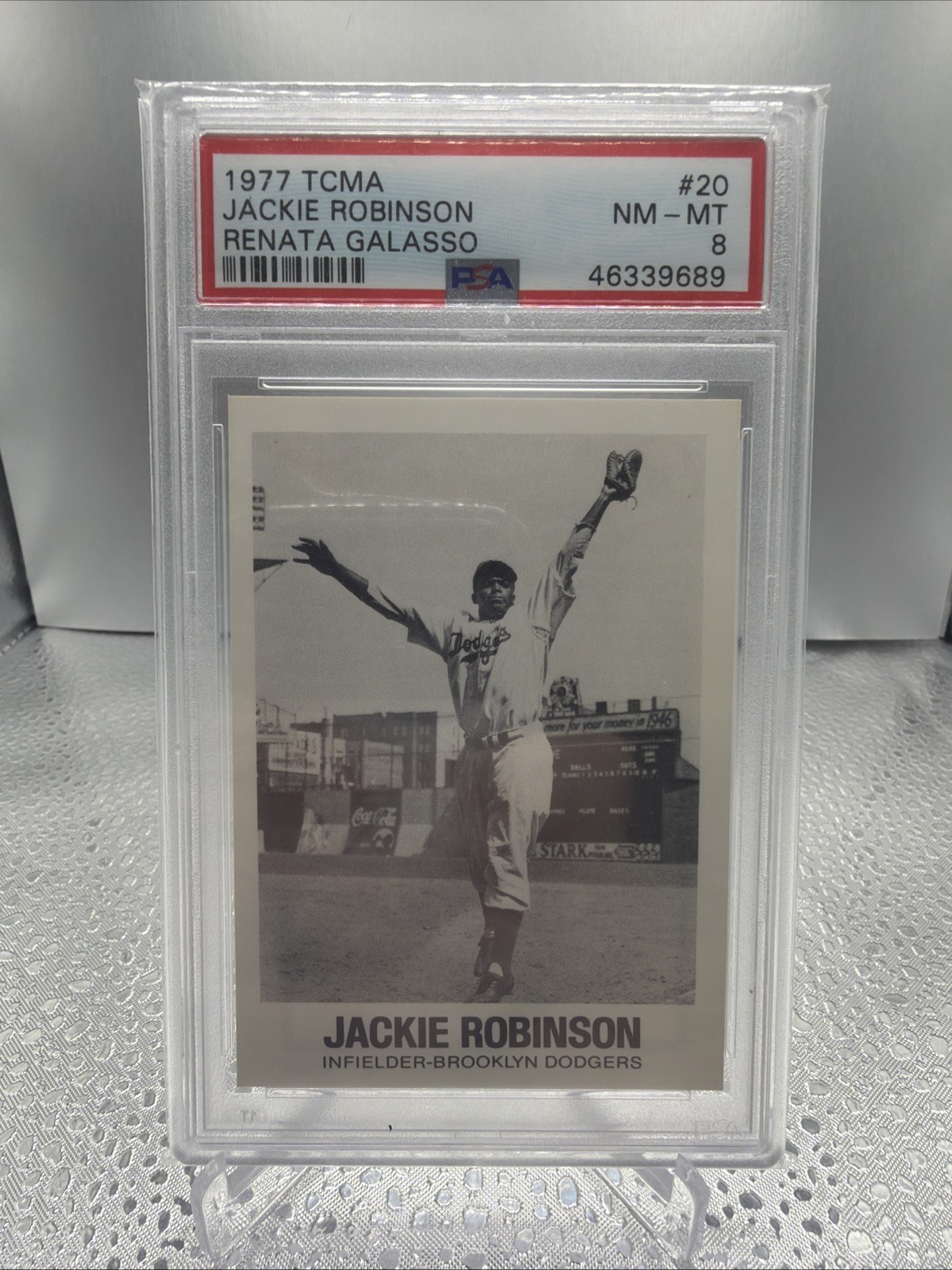 1977 Tcma Renata Galasso Set-Break # 20 Jackie Robinson PSA 8 NM-MT 1977 Tcma Renata Galasso Set-Break # 20 Jackie Robinson PSA 8 NM-MT