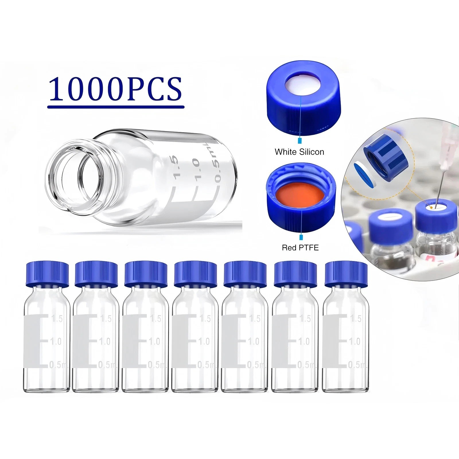 1000/10000Pcs 2ml Autosampler Vial Lab vials w/ Caps 9-425 Glass Sample Vials US 1000/10000Pcs 2ml Autosampler Vial Lab vials w/ Caps 9-425 Glass Sample Vials US