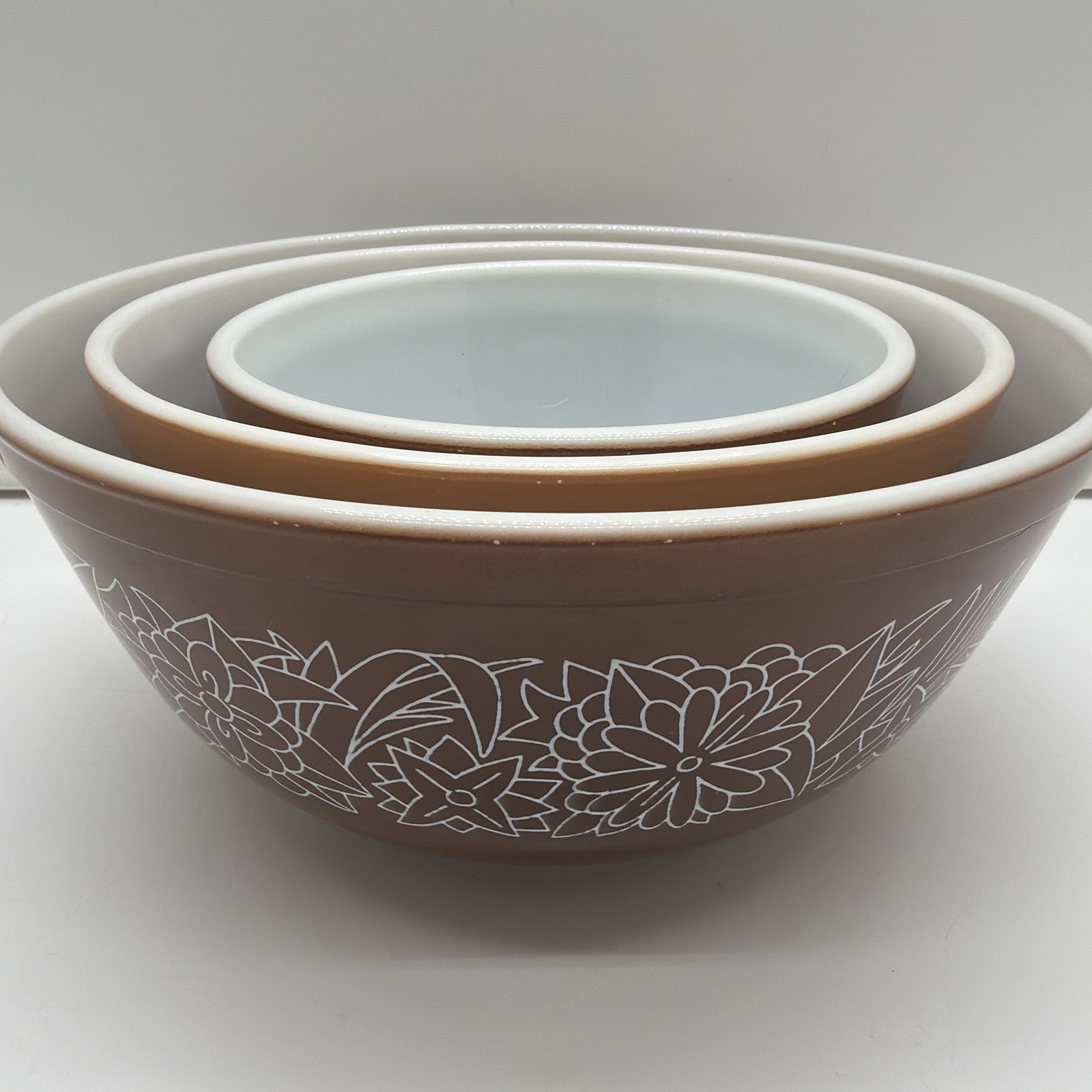 Pyrex Woodland Pattern Vintage Mixing Nesting Bowls #401 #402 #403 | Set of 3 Pyrex Woodland Pattern Vintage Mixing Nesting Bowls #401 #402 #403 | Set of 3
