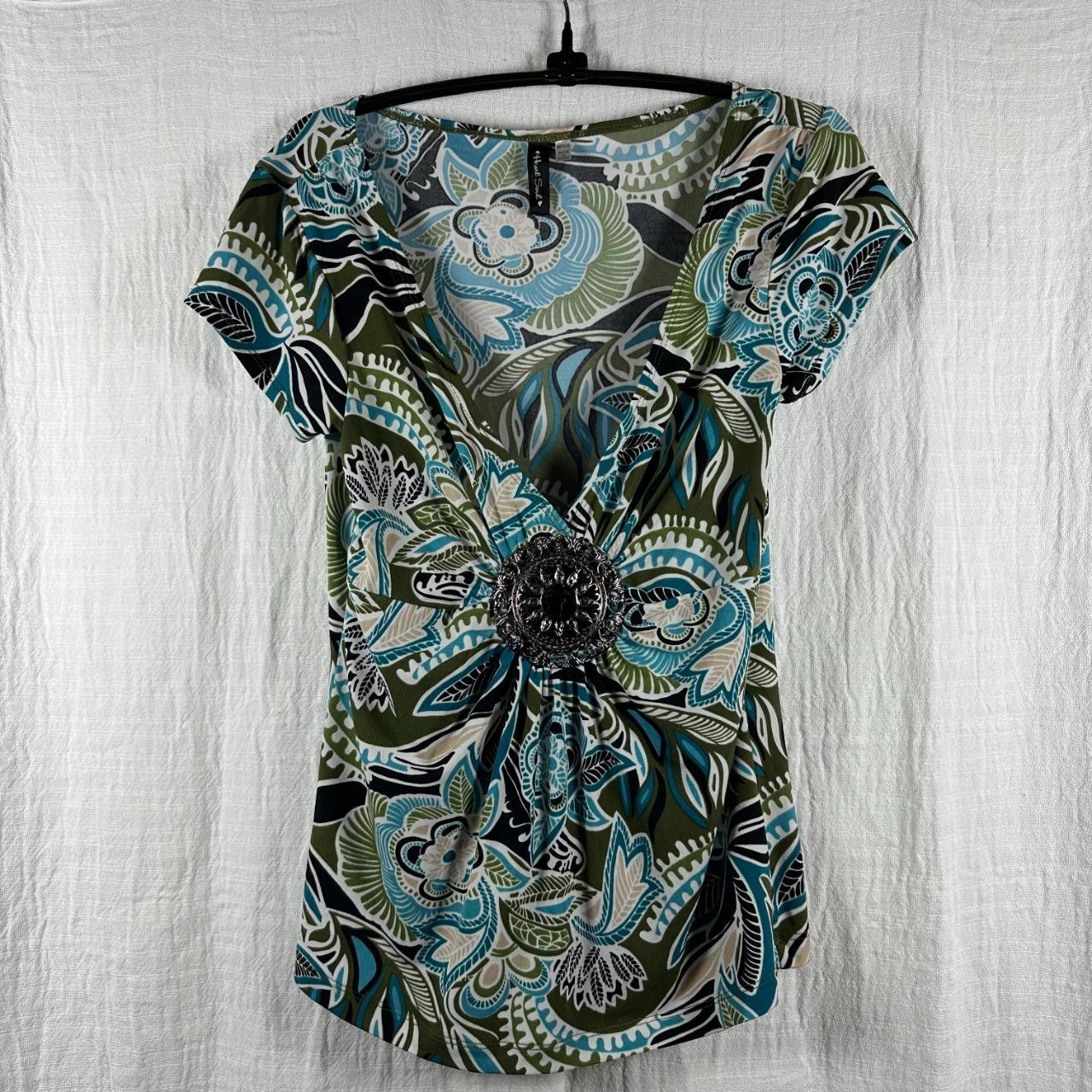 American Vintage Women\'s Brown and Blue Top