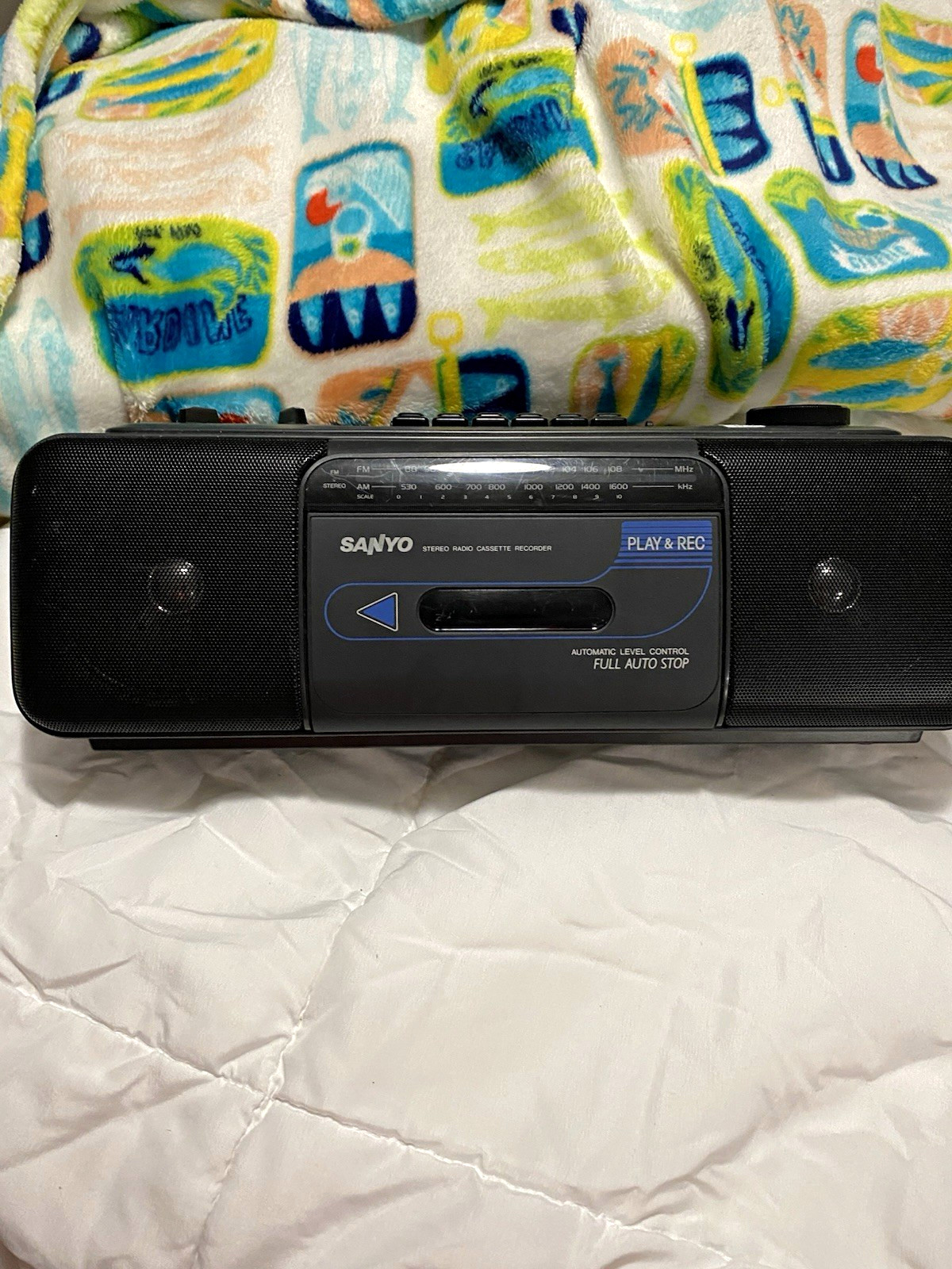 SANYO Stereo Radio Cassette Recorder M7033 AM/FM Recording Mic Black SANYO Stereo Radio Cassette Recorder M7033 AM/FM Recording Mic Black