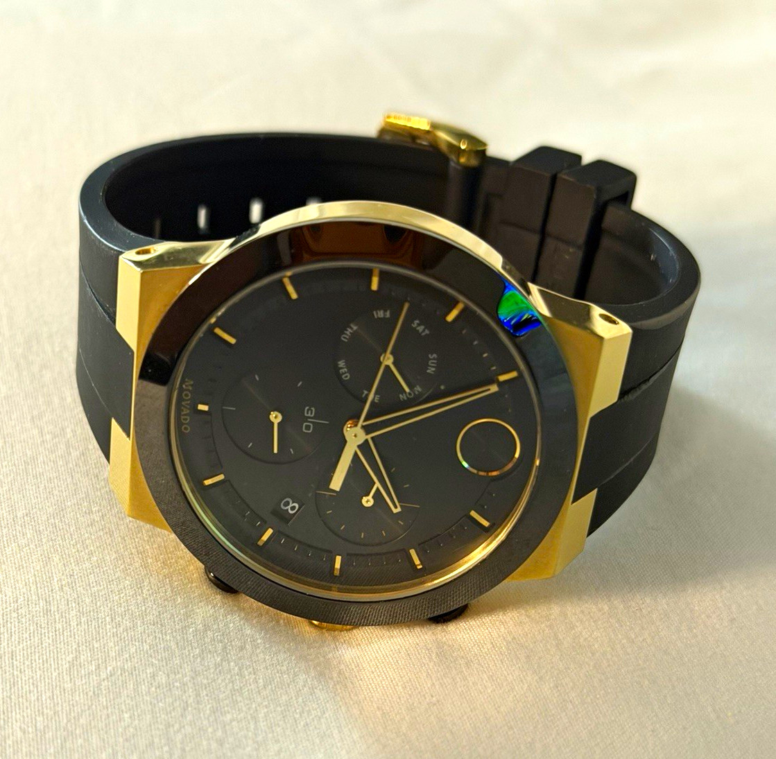 Movado Bold Fusion Men\'s Quartz Swiss Chronograph Date 50m Black Dial 44.5mm Movado Bold Fusion Men\'s Quartz Swiss Chronograph Date 50m Black Dial 44.5mm