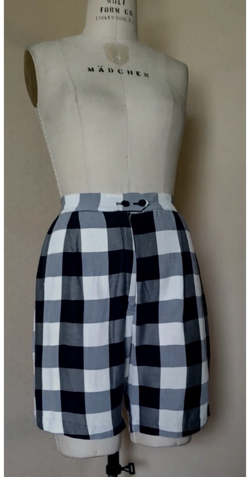 Vtg 1960\'s 1950s Women’s SHORTS Black & White WOVEN GINGHAM , MINT COND Vtg 1960\'s 1950s Women’s SHORTS Black & White WOVEN GINGHAM , MINT COND