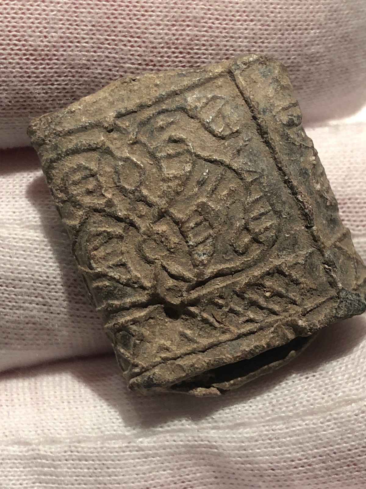 Ancient Byzantine Lead Handle-end or Strap-end