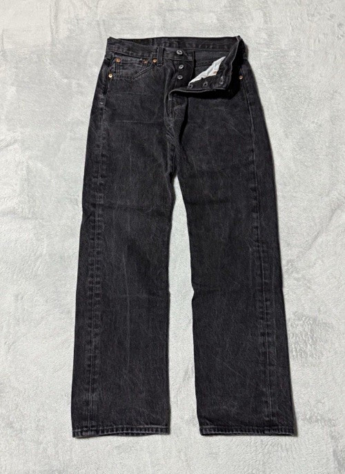 Levi\'s Men\'s Black Straight Cotton Denim Jeans Charcoal Wash Button Fly Levi\'s Men\'s Black Straight Cotton Denim Jeans Charcoal Wash Button Fly