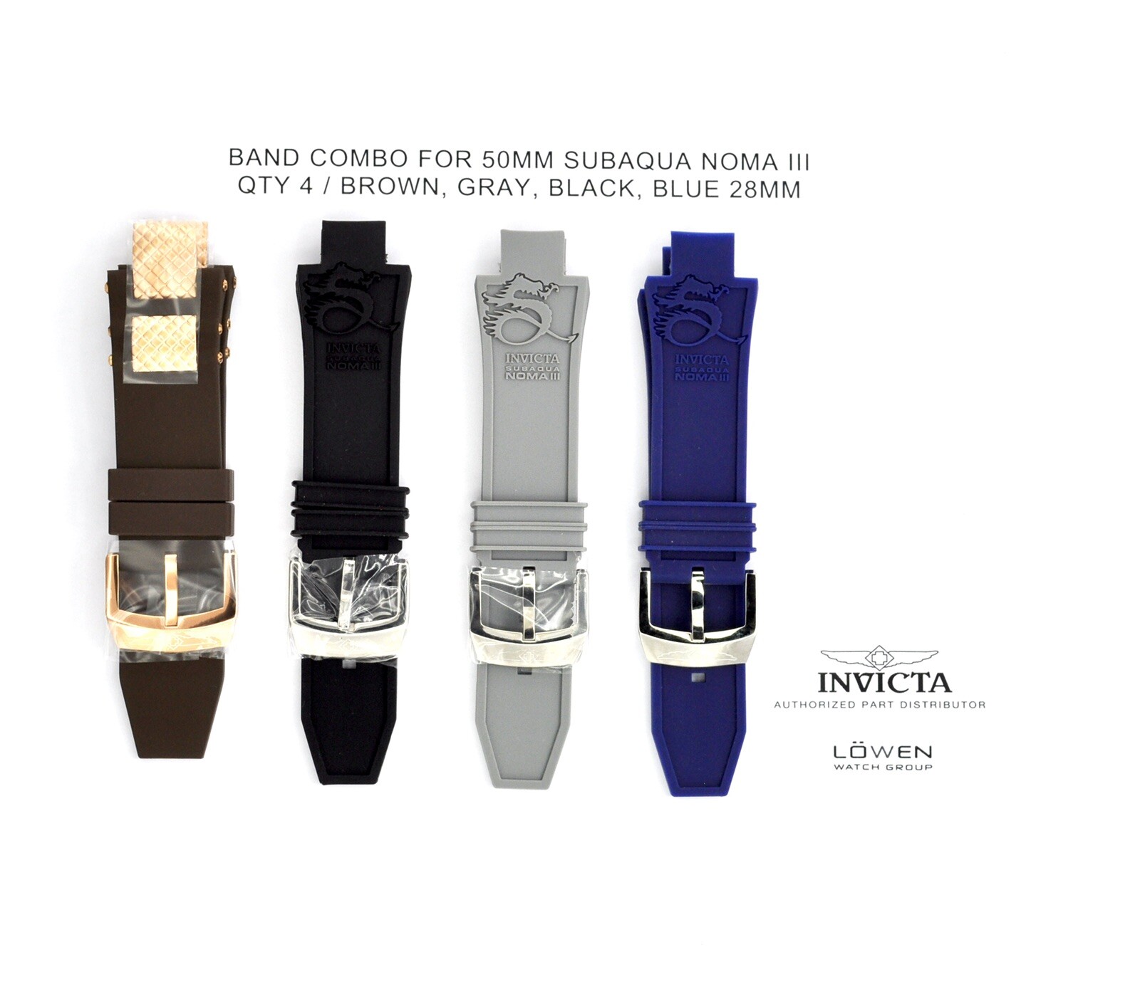 Band Combo for 50mm Subaqua Noma III - qty 4 Genuine Invicta Watch Bands 28mm Band Combo for 50mm Subaqua Noma III - qty 4 Genuine Invicta Watch Bands 28mm