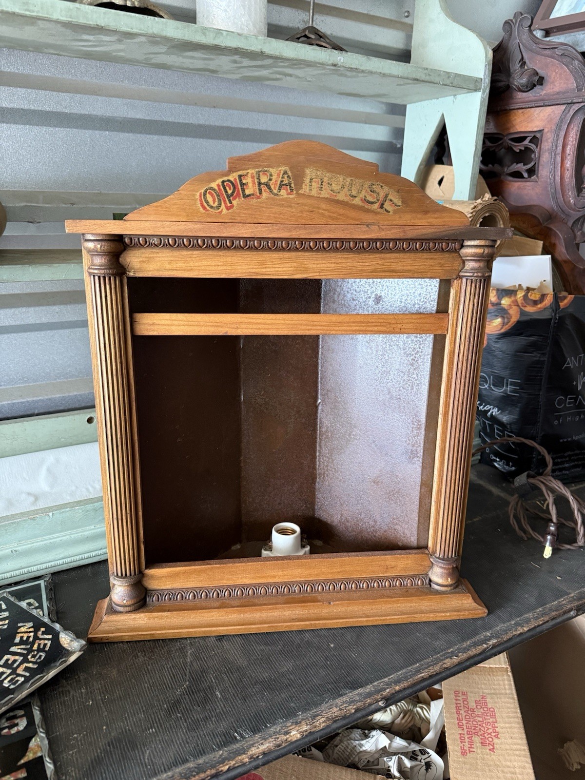 Antique c1910 Sign Can Wooden Front Frame Lighted Advertising Display Theater Antique c1910 Sign Can Wooden Front Frame Lighted Advertising Display Theater