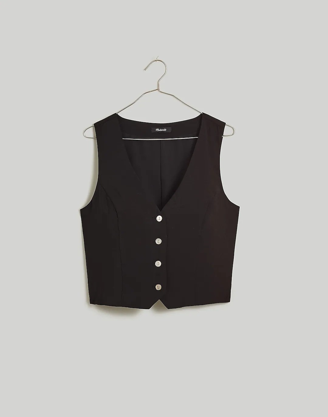 Madewell Katrina Crop Vest Top In Soft Drape True Black Size 10 NWT